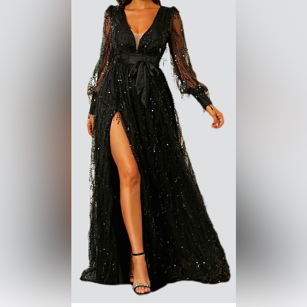 Black sequin ball gown